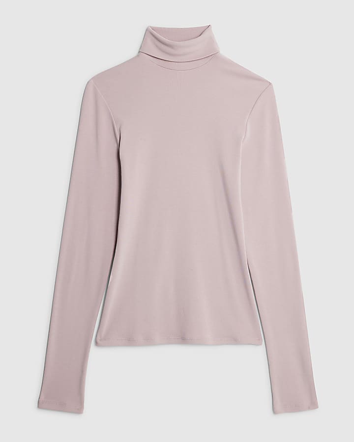 Pink Long Sleeve Roll Neck Top