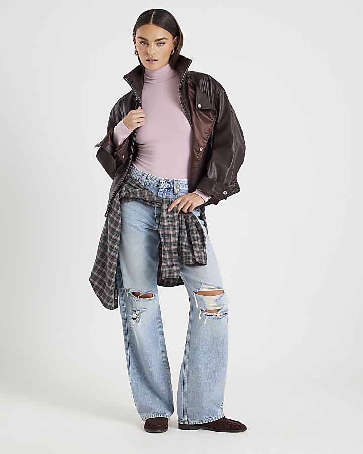 Pink Long Sleeve Roll Neck Top