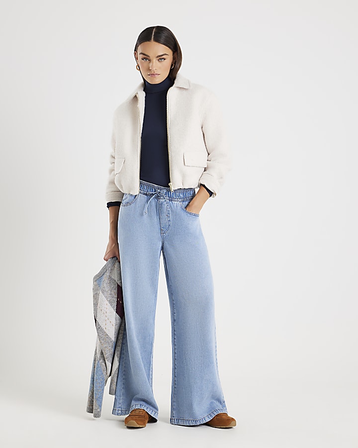 Navy Long Sleeve Roll Neck Top