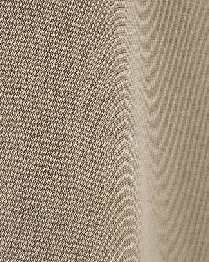 Beige Long Sleeve Roll Neck Top