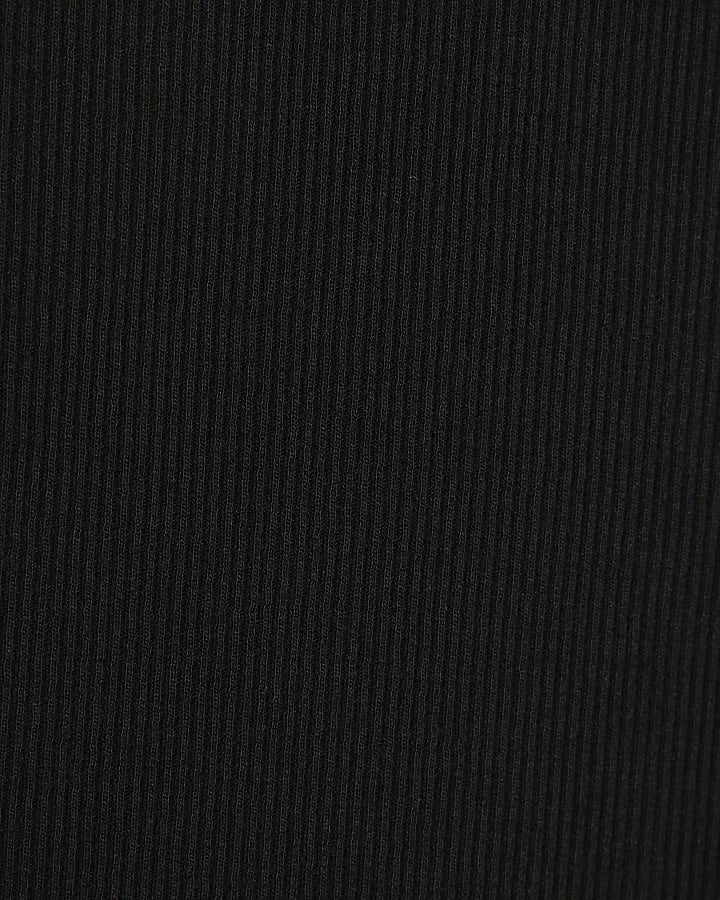 Black Long Sleeve Ribbed High Neck Top