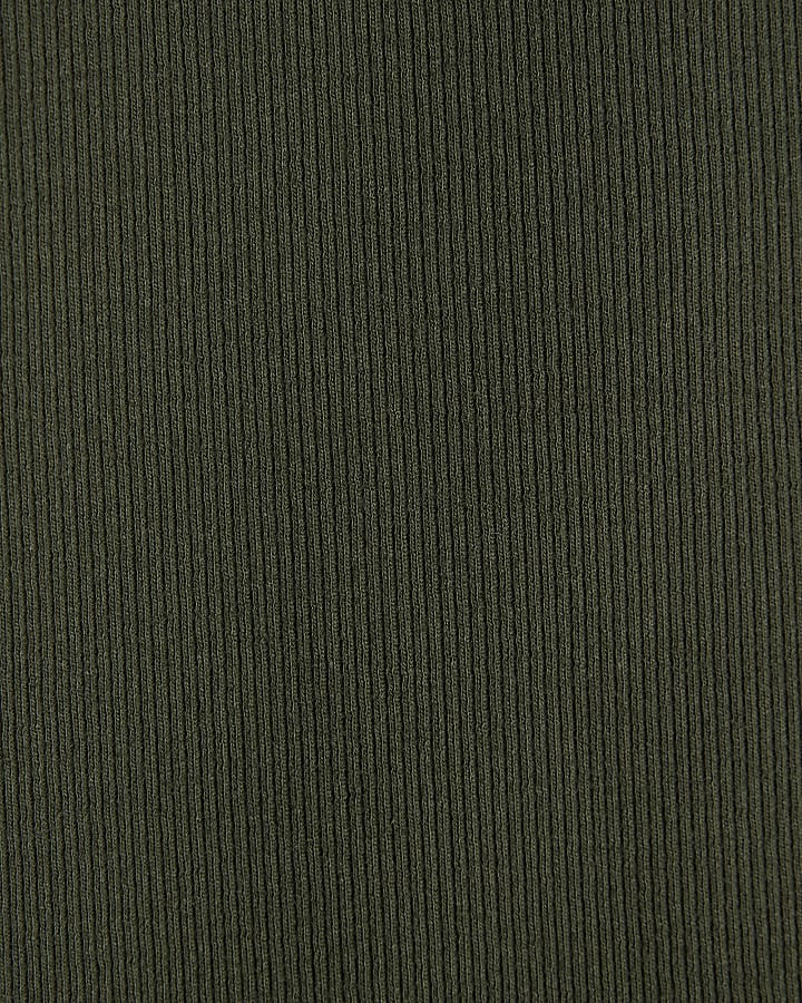 Green Long Sleeve Crew Neck Ribbed Top