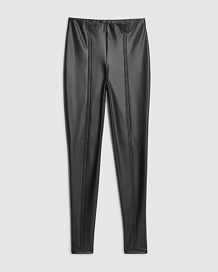 Black High Waisted Faux Leather Leggings
