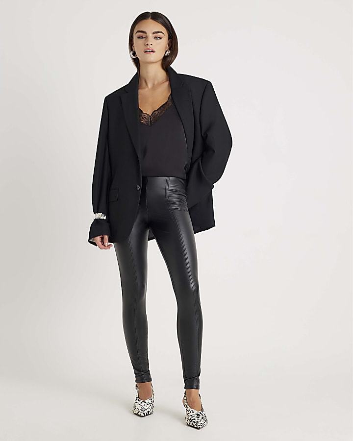 Black High Waisted Faux Leather Leggings