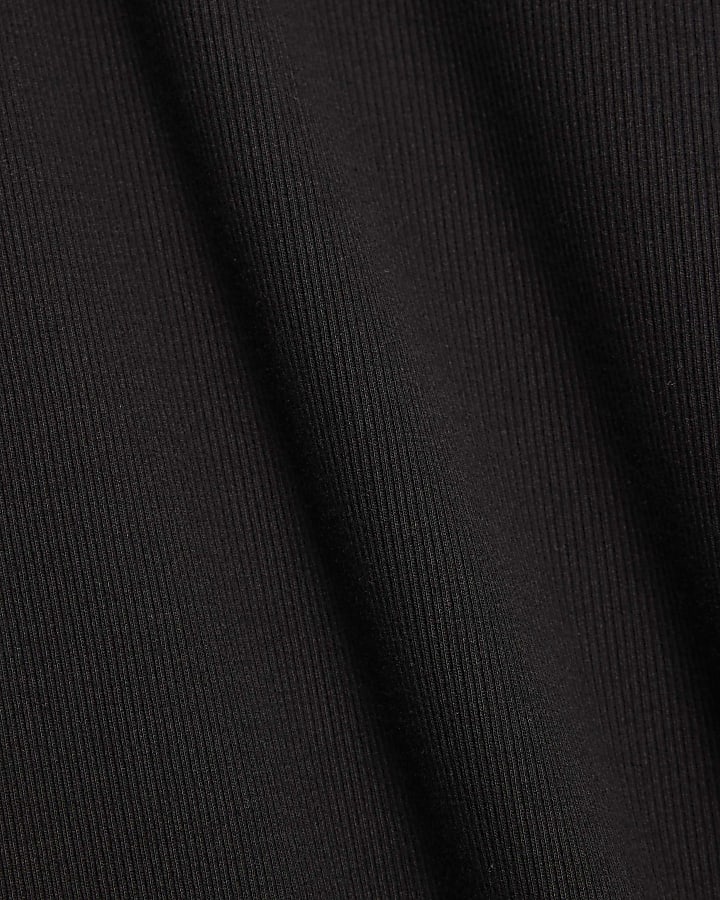 Black Long Sleeve Ribbed Midi Dress