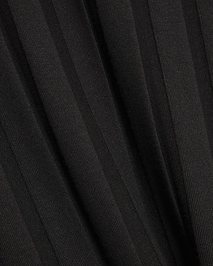 Black Cosy Wide Rib Midi Dress