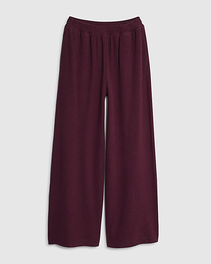 Red Cosy Wide Leg Trousers
