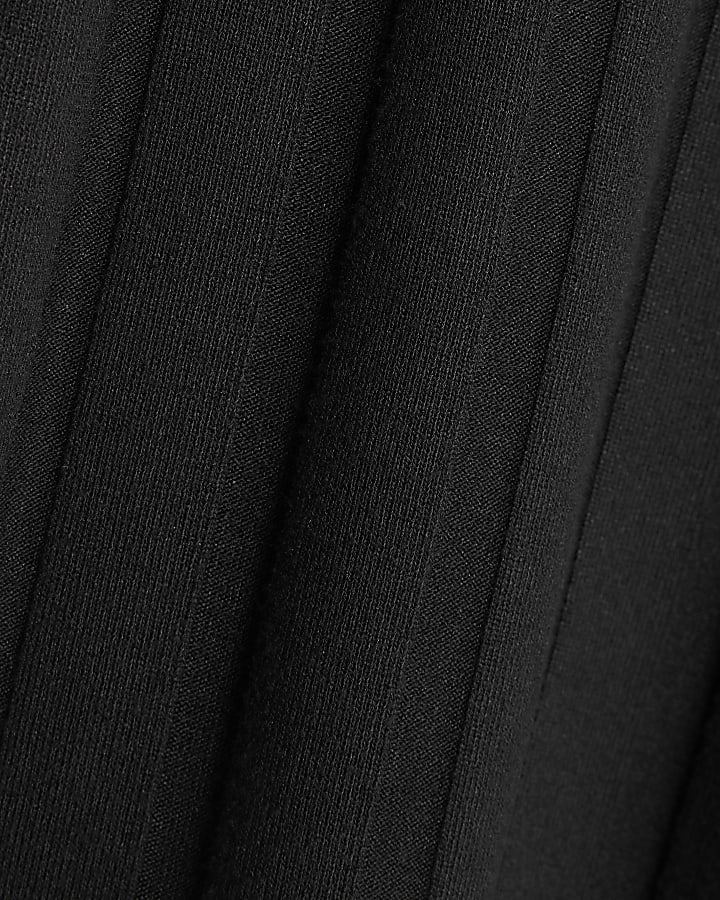Black Long Sleeve Cosy Wide Ribbed Mini Dress