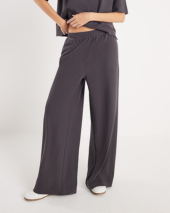 Grey Cosy Wide Leg Trousers