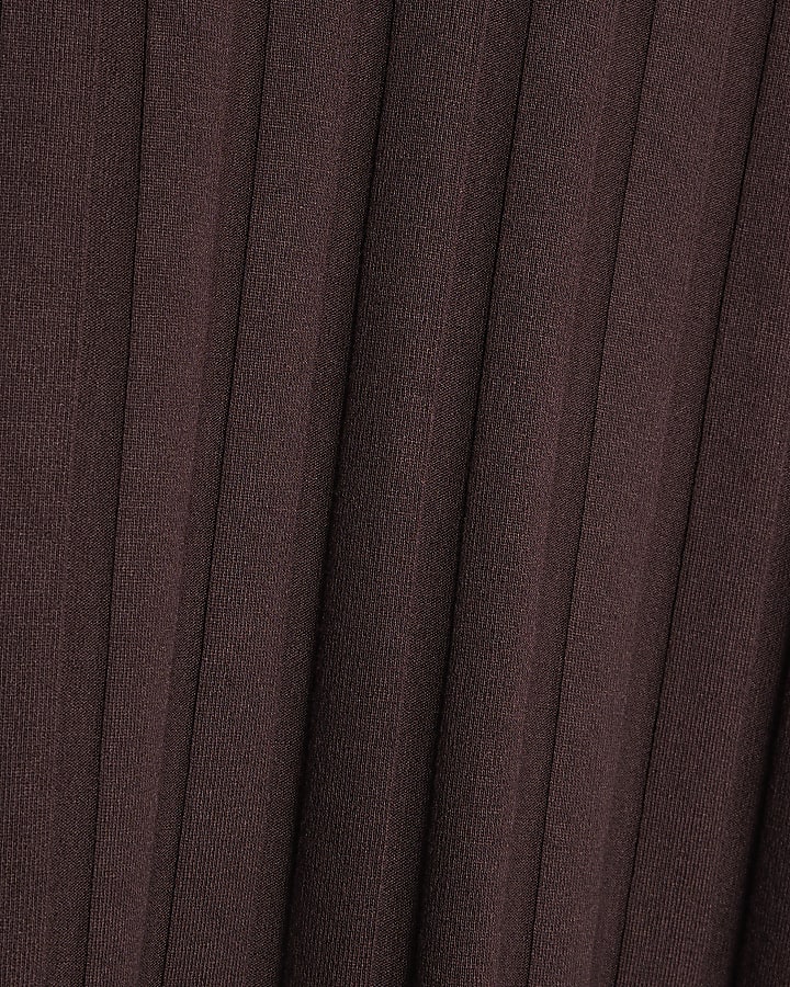 Brown Long Sleeve Cosy Wide Ribbed Top