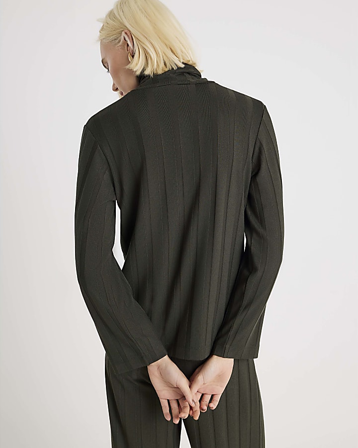 Green Cosy Wide Ribbed Top