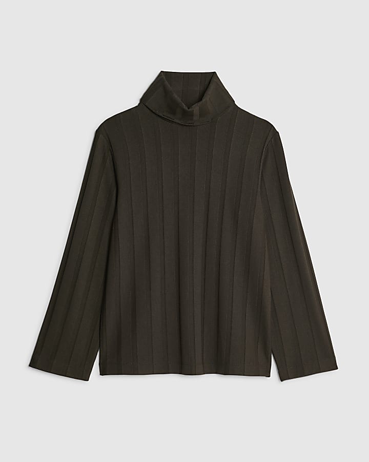 Green Cosy Wide Ribbed Top