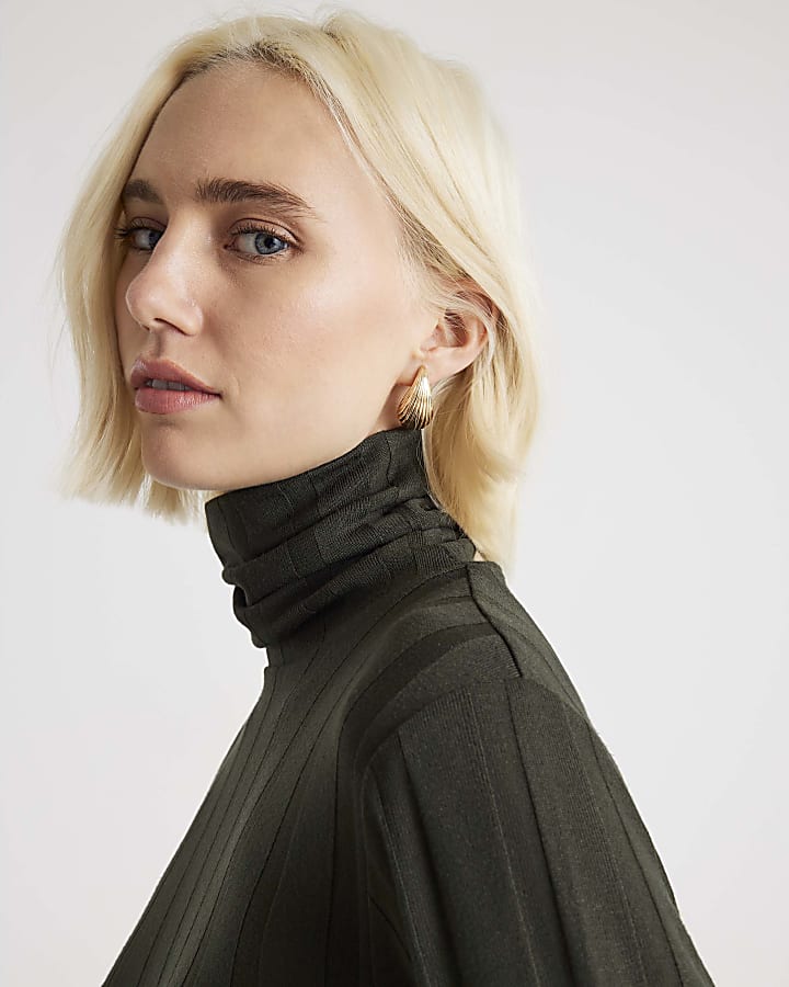 Green Cosy Wide Ribbed Top