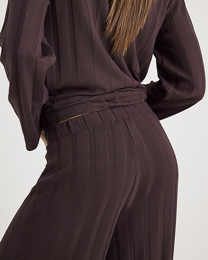 Brown Cosy Wide Ribbed Trousers
