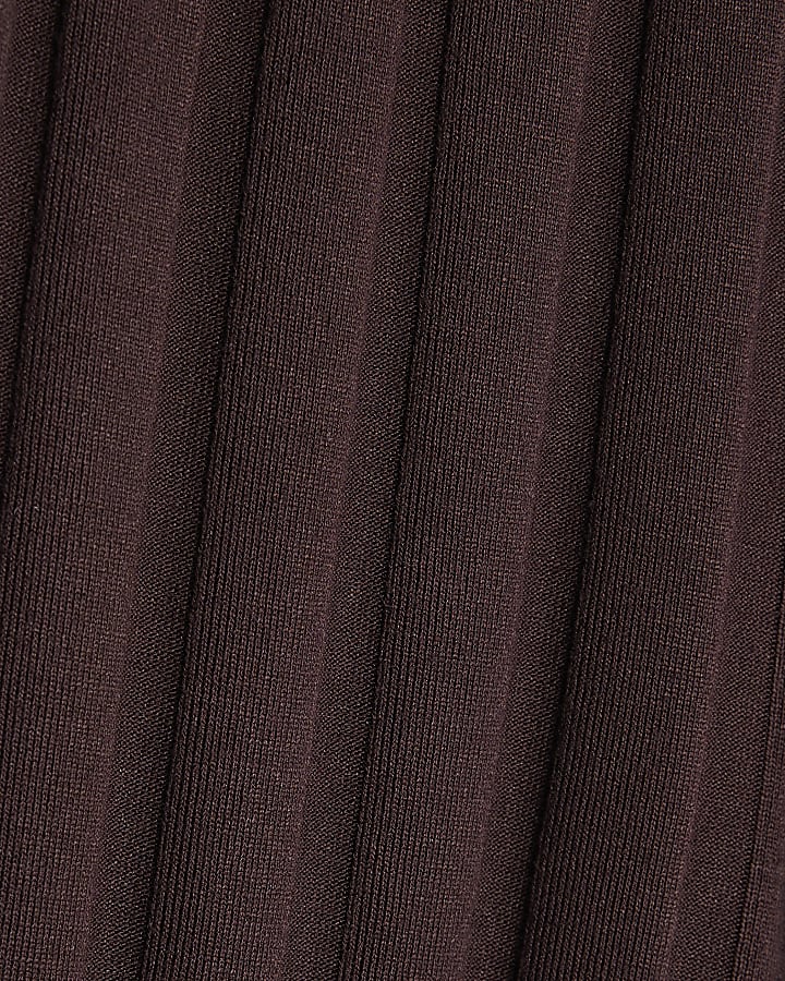 Brown Cosy Wide Ribbed Trousers