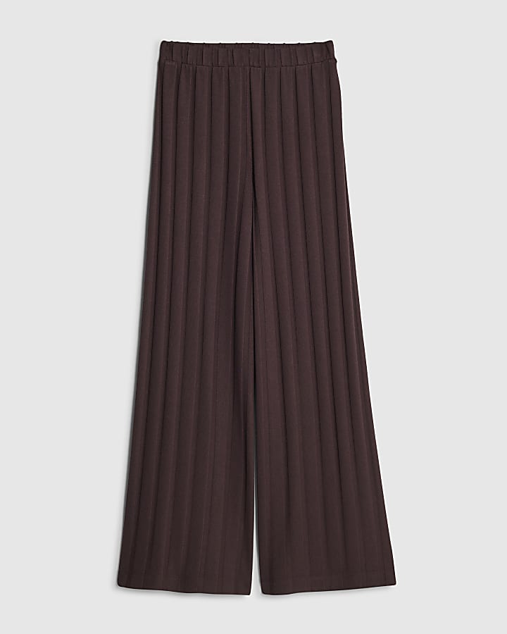 Brown Cosy Wide Ribbed Trousers