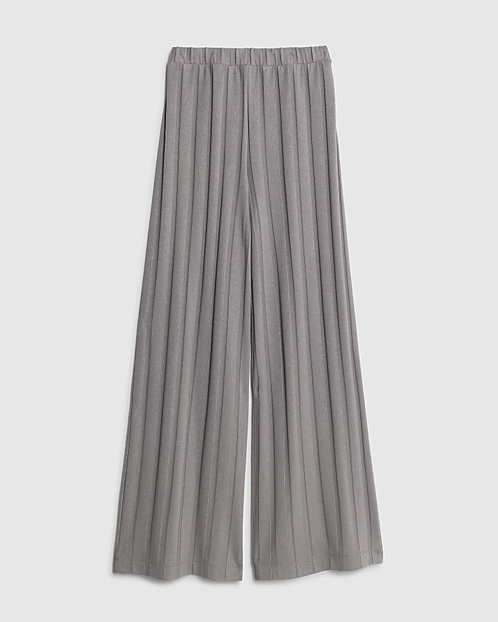 Grey Cosy Wide Ribbed Trousers