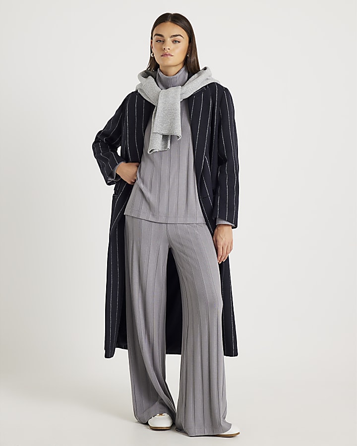 Grey Cosy Wide Ribbed Trousers