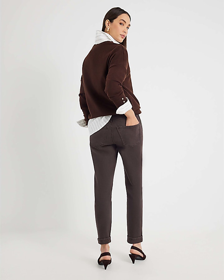 Brown Mid Rise Mom Sculpt Jeans