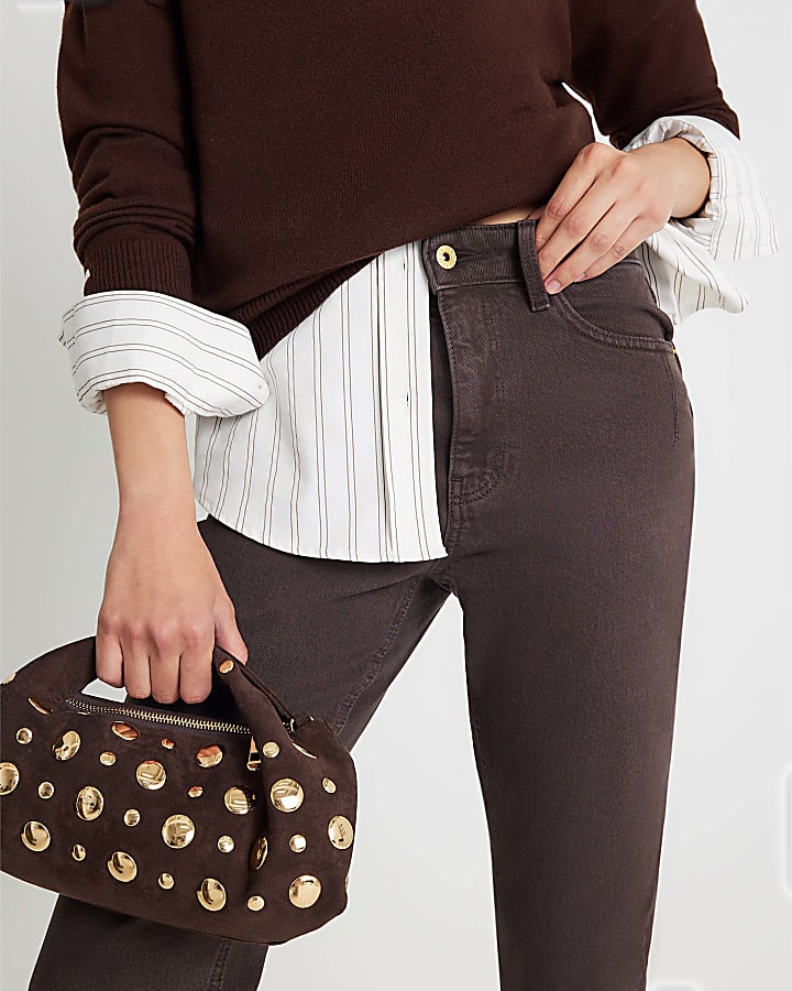 Brown Mid Rise Mom Sculpt Jeans