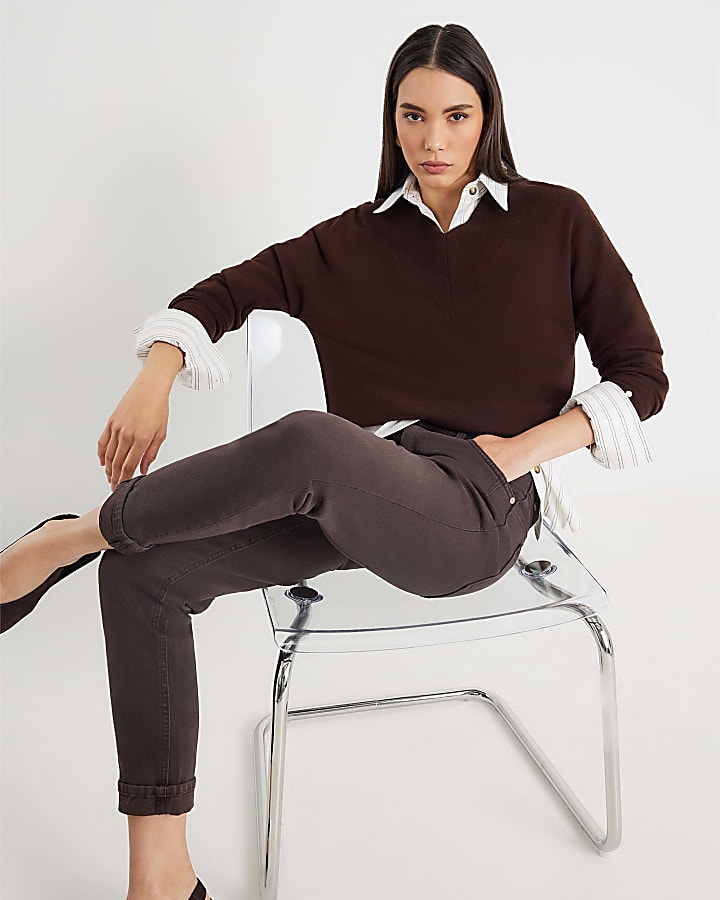 Brown Mid Rise Mom Sculpt Jeans