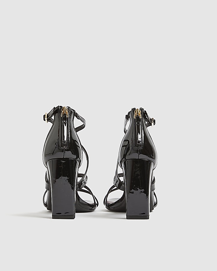 Black Strappy Block Heel Sandals