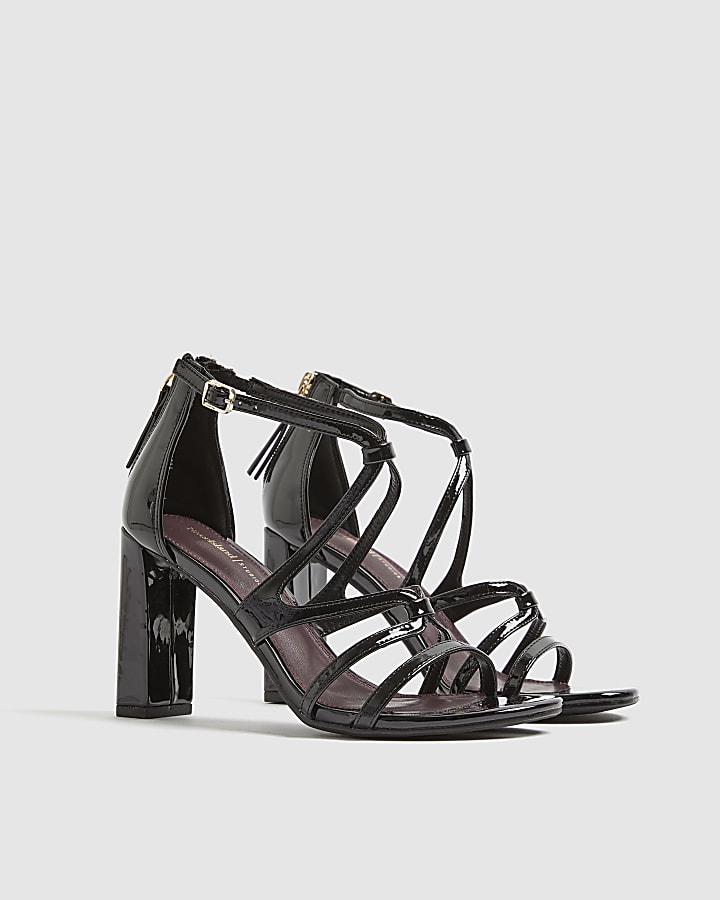 Black Strappy Block Heel Sandals