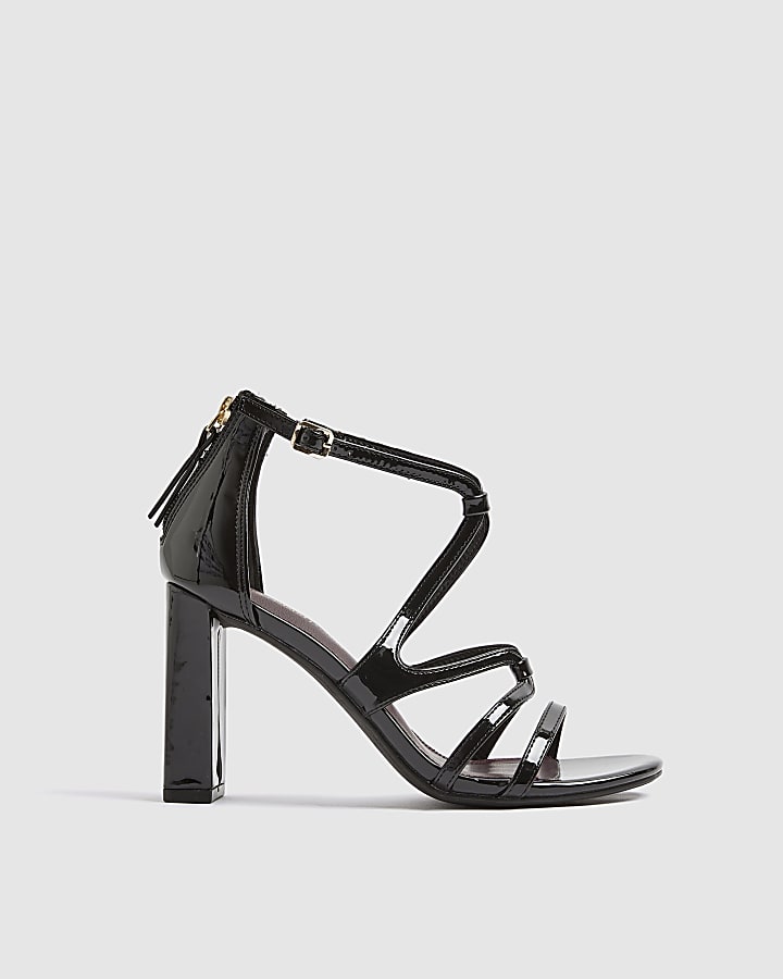 Black Strappy Block Heel Sandals