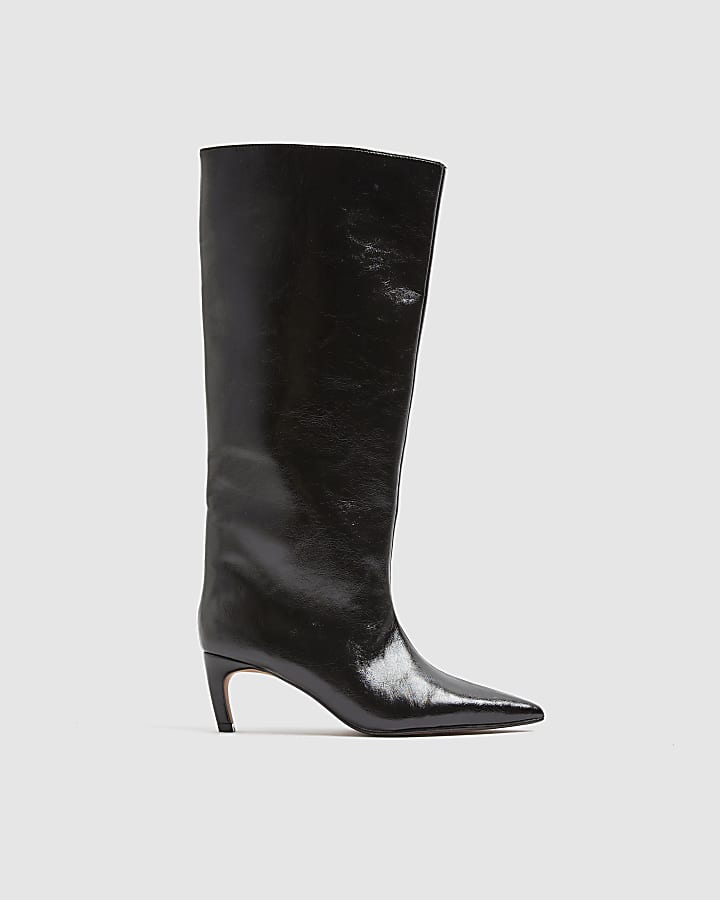 Black High Shine High Leg Boots