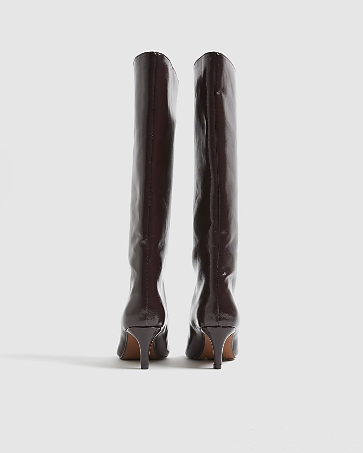 Red High Shine High Leg Boots