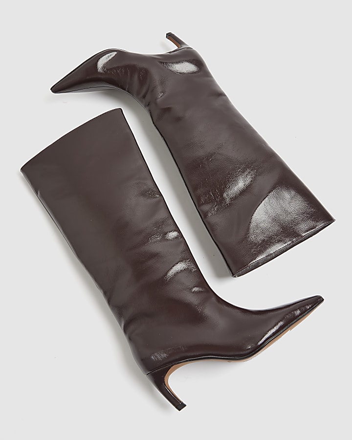 Red High Shine High Leg Boots