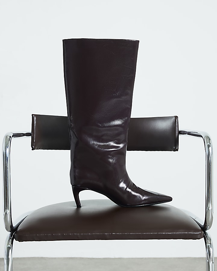 Red High Shine High Leg Boots