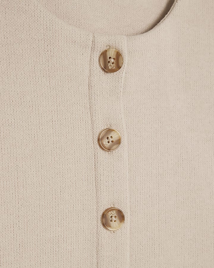 Beige Cosy Button Through Cardigan