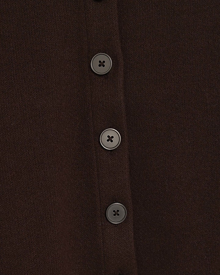 Brown Cosy Long Sleeve Button Up Cardigan