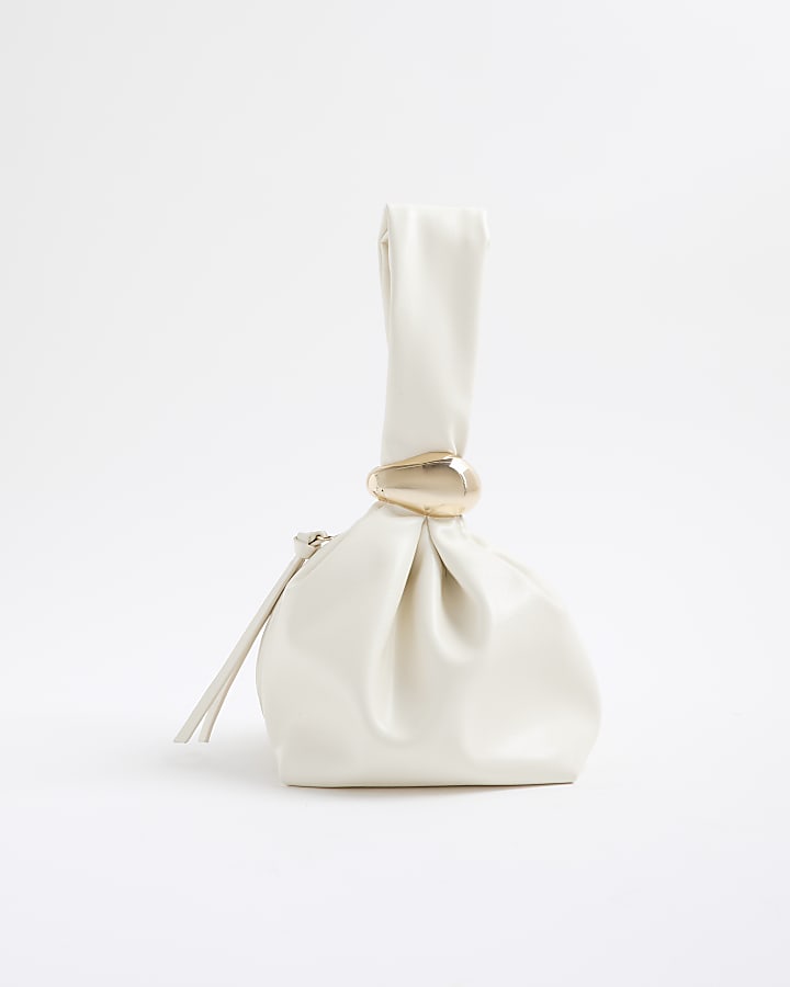 Cream Metal Detail Clutch Bag