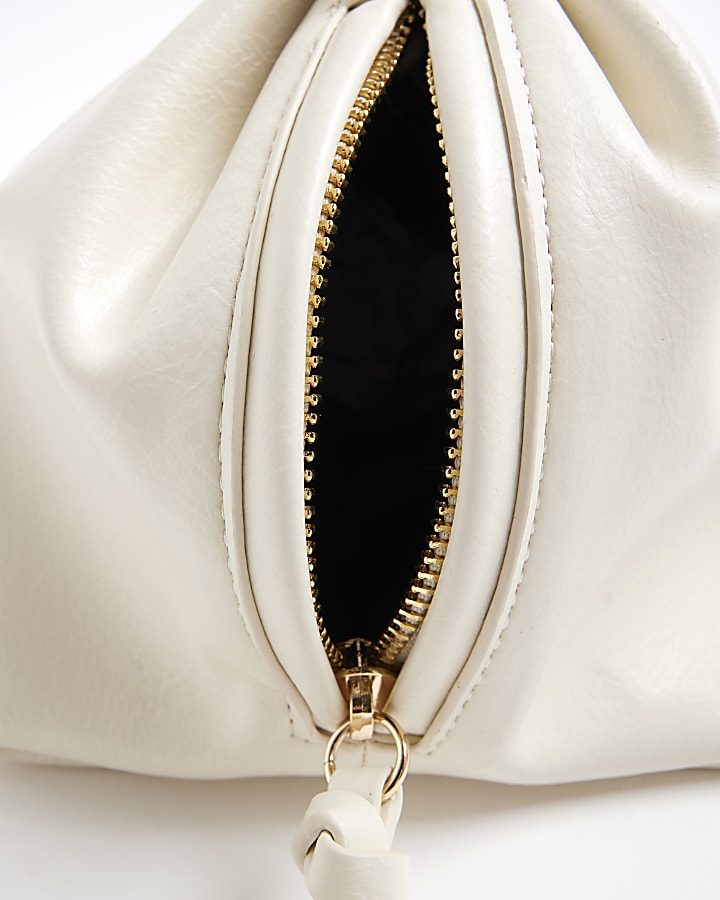 Cream Metal Detail Clutch Bag