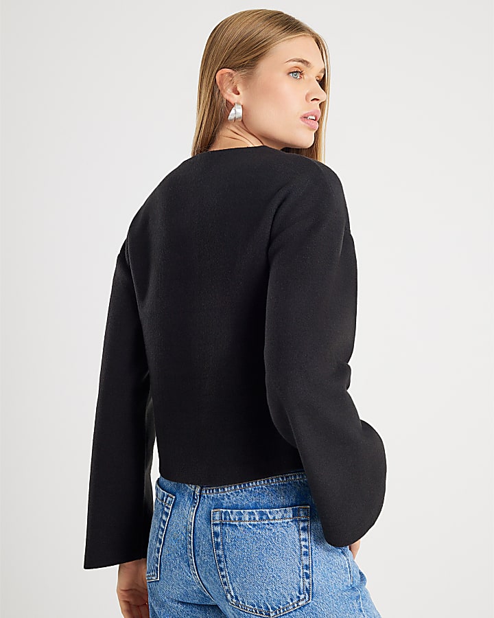 Black Cosy Long Sleeve Button Up Cardigan