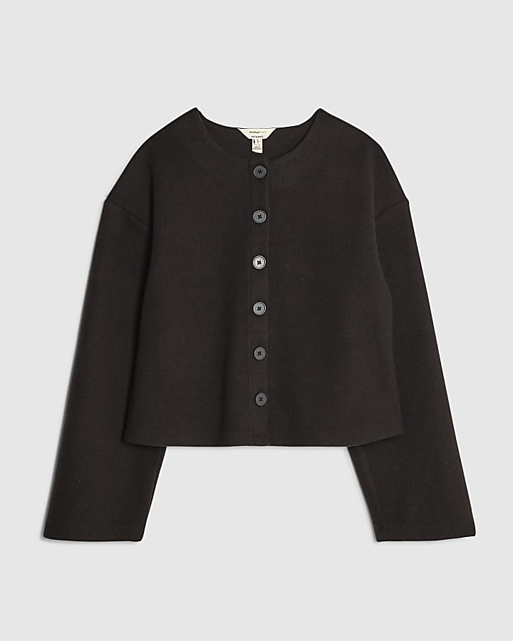 Black Cosy Long Sleeve Button Up Cardigan
