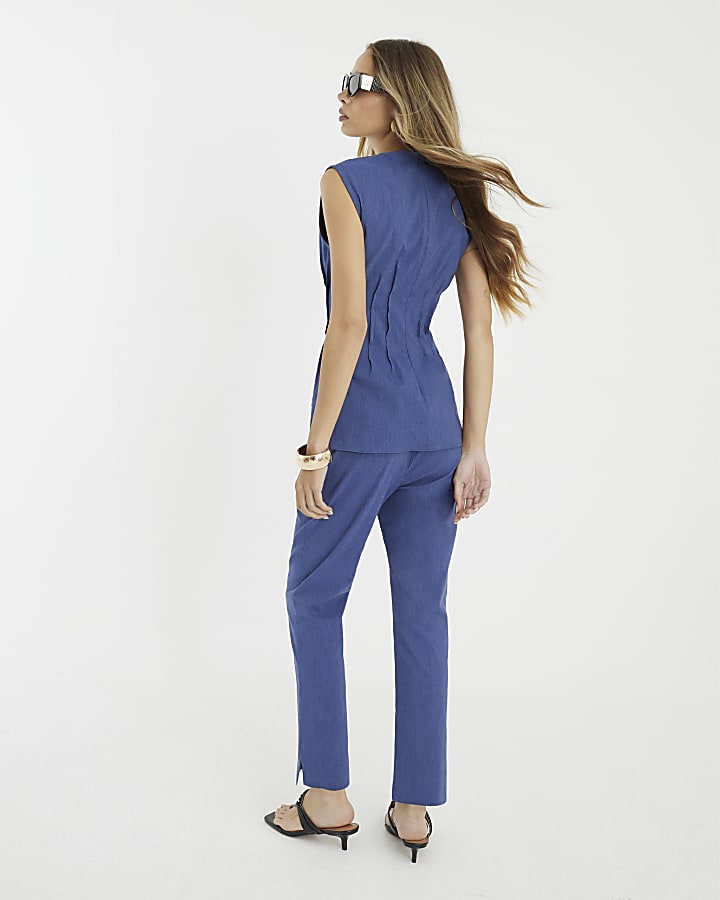 Blue Denim Look Stretch Skinny Trousers