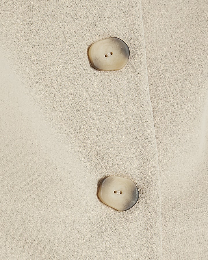 Beige Sleeveless Boat Neck Waistcoat