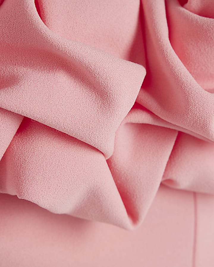 Pink Short Sleeve Ruffle Bardot Top