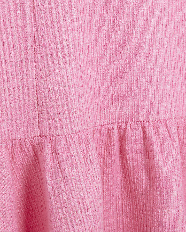 Pink Sleeveless Boucle Mini Dress