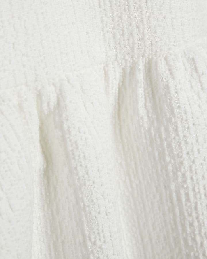 White Sleeveless Boucle Mini Dress