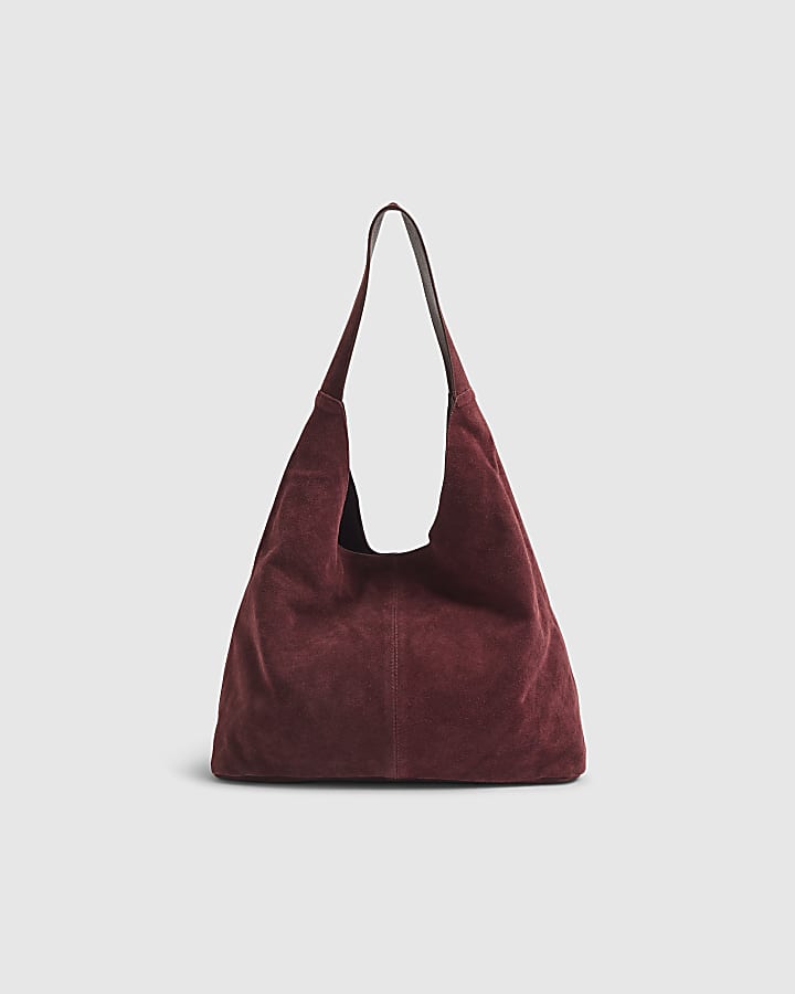 Red Suede Slouch Shopper Bag