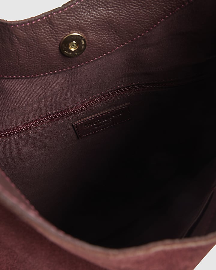 Red Suede Slouch Shopper Bag