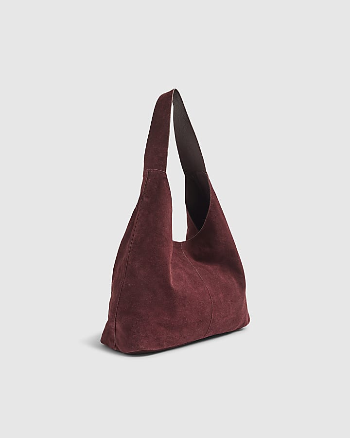Red Suede Slouch Shopper Bag
