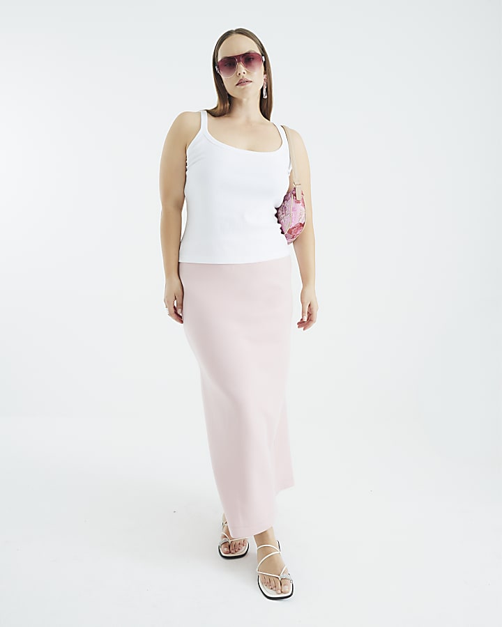 White Sleeveless Ribbed Cami Top