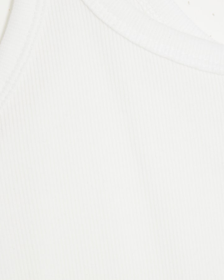 White Sleeveless Ribbed Cami Top