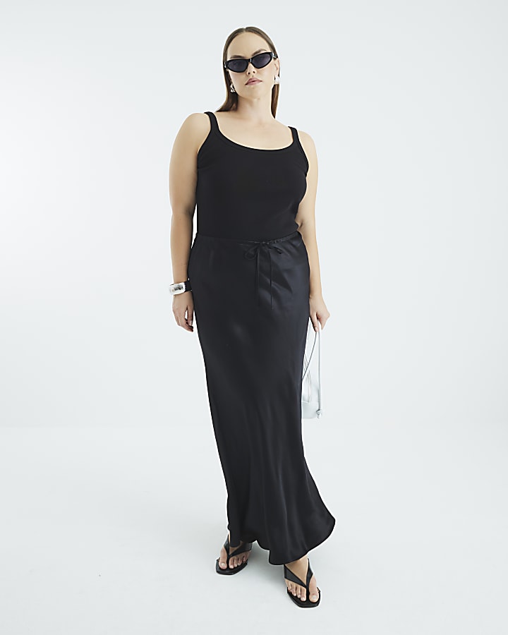 Black Sleeveless Ribbed Cami Top
