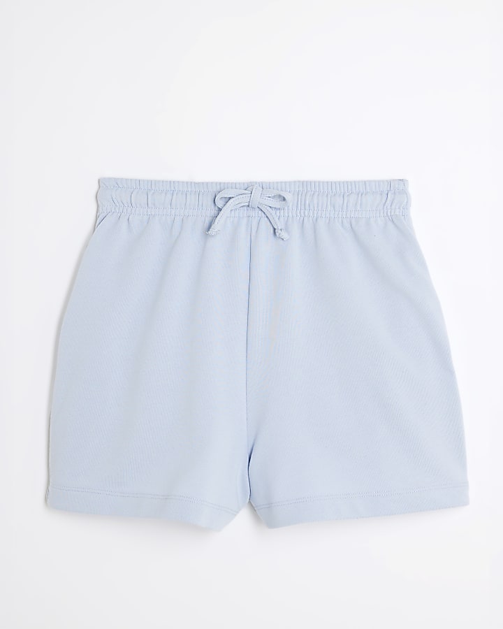 Blue Ribbed Panel Runner Shorts